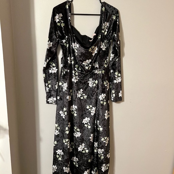 Anthropologie Hutch Velvet Square Neck Floral Midi Dress Sz XL - Picture 5 of 10